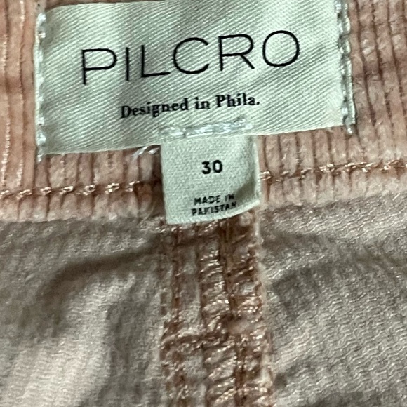 PILCRO The Scotty Cuffed High-Rise Straight-Leg Jeans Corduroy Dusty Rose Sz 30 - Picture 8 of 15